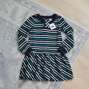 NWT Janie and Jack Girls Striped Long Sleeve Drop Waist Dress Sz6